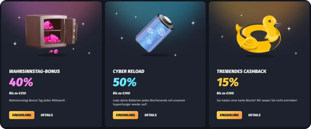 Winshark Cashback und tägliche Extras